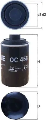 Масляный фильтр Mahle для Volkswagen Jetta V 2005-2010. Артикул OC 456