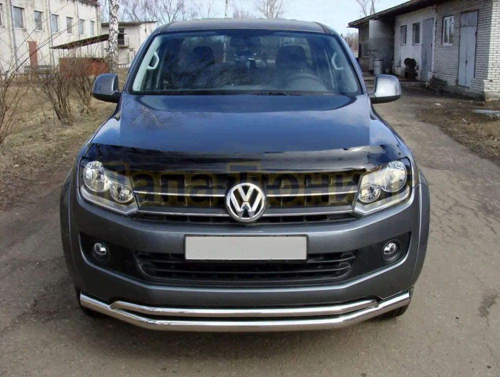 Защита переднего бампера двойная d76/42 Volkswagen Amarok 2009-2015-0