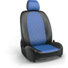 Авточехлы из экокожи на Volkswagen T-5 Черный-синий ромб