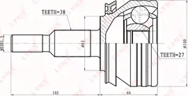 Шрус наружный (граната) LYNXauto для Volkswagen Transporter T5 2003-2015. Артикул CO-8027