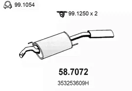ASSO 587072. Глушитель задняя часть Volkswagen Passat B3/B4/Passat B3/B4 Variant 88>97