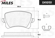 Тормозные колодки Miles (Low-Metallic) задние для Volkswagen Tiguan I 2007-2018. Артикул E410151