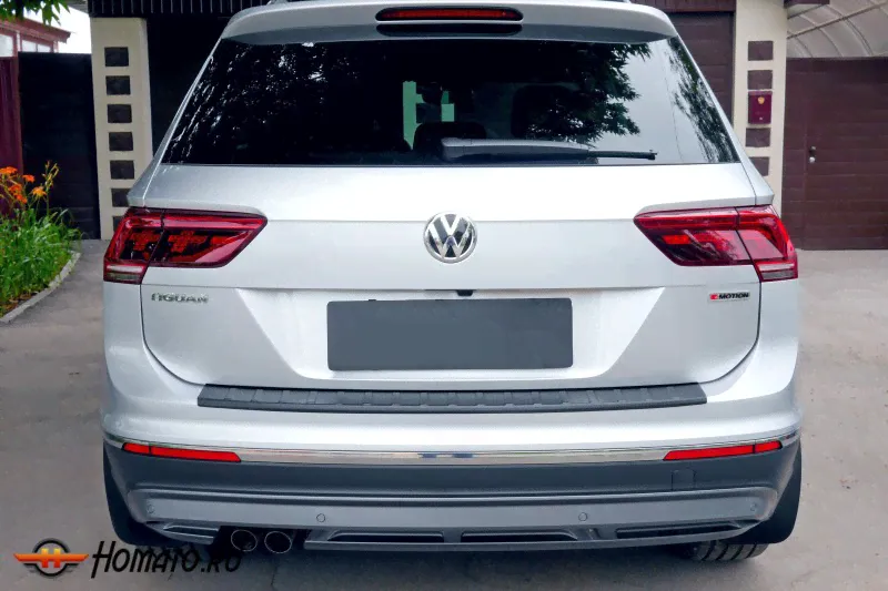 Накладка на задний бампер для Volkswagen Tiguan 2017+/2021+ | шагрень, с загибом-3