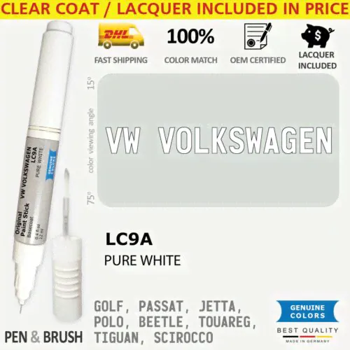 LC9A Touch Up Paint for VW Volkswagen White GOLF PASSAT JETTA POLO BEETLE TOUARE