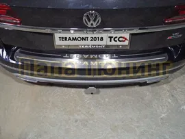 Накладка на задний бампер лист шлифованный надпись Teramont ТСС для Volkswagen Teramont 2018-