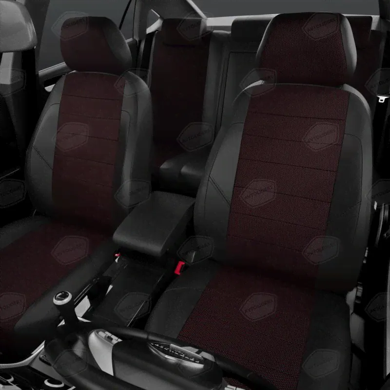 Чехлы для сидений жаккард Volkswagen Polo с 2010-2019 седан красный VW28-0102-KK6-2