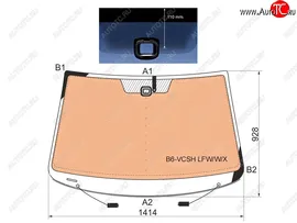 Стекло лобовое (Обогрев полный Датчик дождя Молдинг) Volkswagen Passat 05-11 (B6-VCSH LFW/W/X)