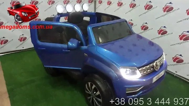 Детский электромобиль Volkswagen Amarok ДЖИП M 3600EBLRS-4, синий, видео обзор