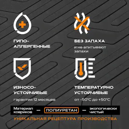Коврики полиуретановый Rezkon (3-й Ряд) для салона Volkswagen T5 2003-2015. Артикул 0535045120-3