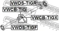 FEBEST VWCB-TIG. Подшипник подвесной вала карданного Volkswagen Tiguan 07>18 Audi Q3 11>18
