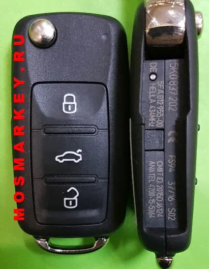 Volkswagen (MQB) - выкидной ключ зажигания, 3 кнопки - 433Mhz-0