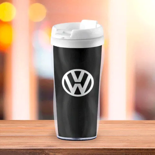 Термокружка Volkswagen auto голубые краски Непроливайка-0