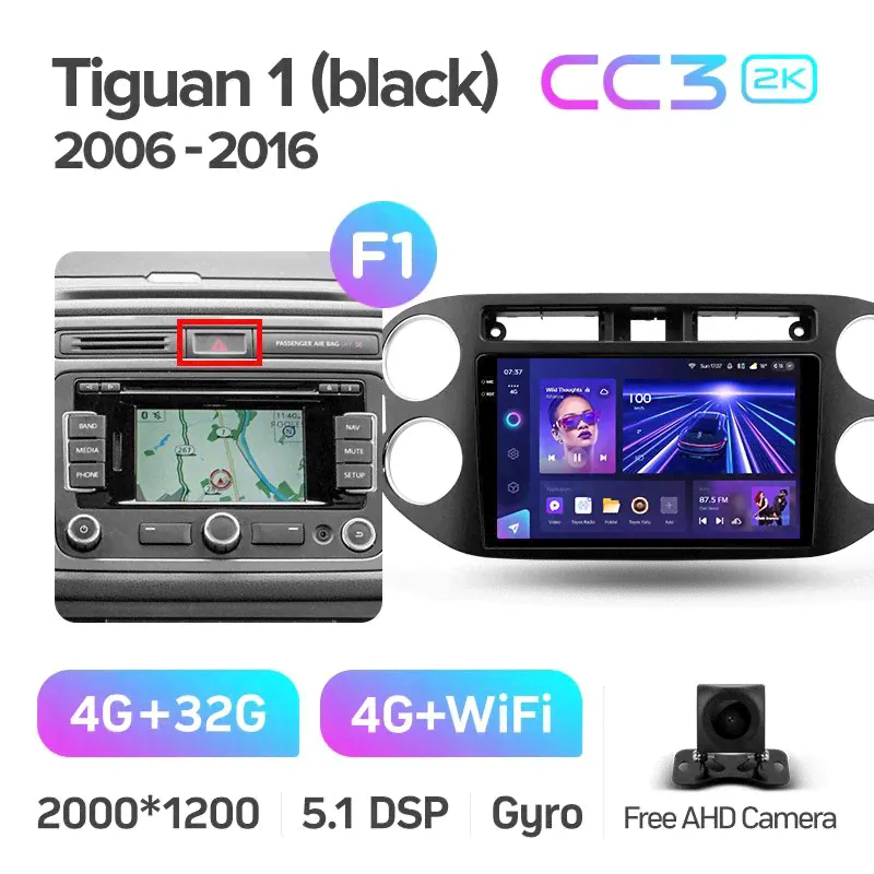 Штатная магнитола Teyes CC3 2K для Volkswagen Tiguan 1 2006-2017 на Android 10