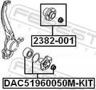 Ступичный подшипник (комплект) Febest передний правый/левый для Volkswagen Touareg I 2002-2010. Артикул DAC51960050M-KIT
