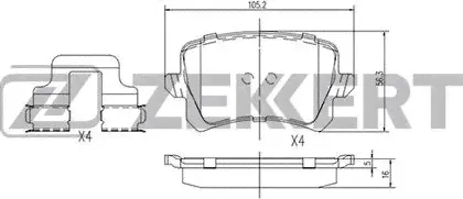 Тормозные колодки Zekkert задние для Volkswagen Tiguan I 2007-2018. Артикул BS-1168-1