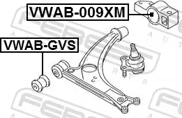 Сайлентблок переднего рычага подвески Febest правый/левый для Volkswagen Passat B6 2006-2011. Артикул VWAB-009XM