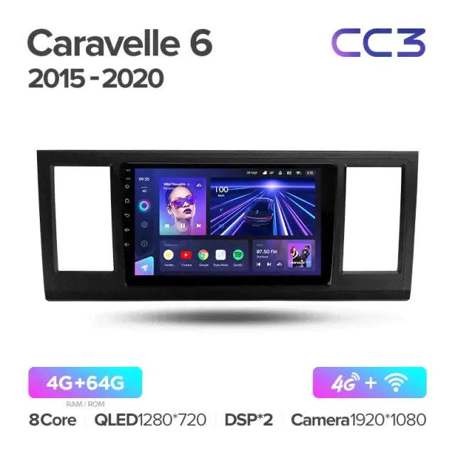 Магнитола Teyes CC3 4-64 Volkswagen Caravelle 6 T6.1 T6 2015 — 2020 9.0"