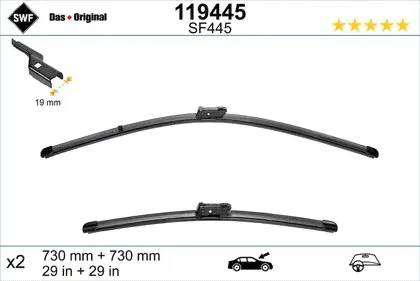 Щетки стеклоочистителя (дворники) SWF для Volkswagen Polo VI 2017-2024. Артикул 119272-0