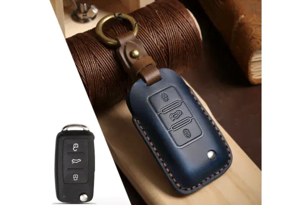 Чехол MyPads для автомобильного ключа Volkswagen Tiguan L Sagitar Bora Magotan Tayron Tharu VW Polo Lamando Lavida синий из натуральной кожи
