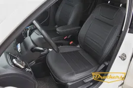 Чехлы на Volkswagen Polo, серии "Premium" - серая строчка