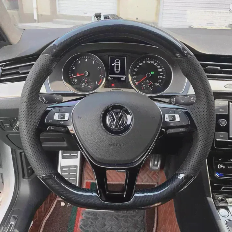 Чехол на заказ для Volkswagen Tiguan Santana Sagittar Lamando Tayron Bora Чехол на руль Кожаный Ручной Пошив-0