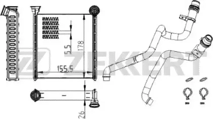 Радиатор отопителя (печки) Zekkert для Volkswagen Jetta VI 2010-2019. Артикул MK-5127