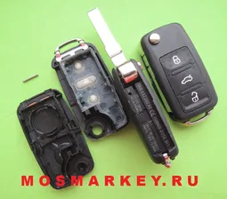 Volkswagen - корпус выкидного ключа HU66, 3 кнопки
