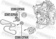 Натяжной ролик (натяжитель) приводного поликлинового ремня Febest для Volkswagen Tiguan I 2008-2018. Артикул 2387-CFNA