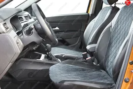 Чехлы для сидений Seintex Ромб Алькантара (airbag, сплошная) Volkswagen Polo 5 (2009-2020) (Цвет: черный)