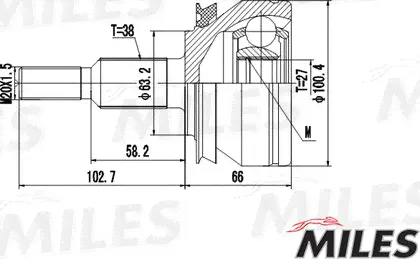 Шрус наружный (граната) Miles для Volkswagen Transporter T5 2003-2015. Артикул GA20530-0