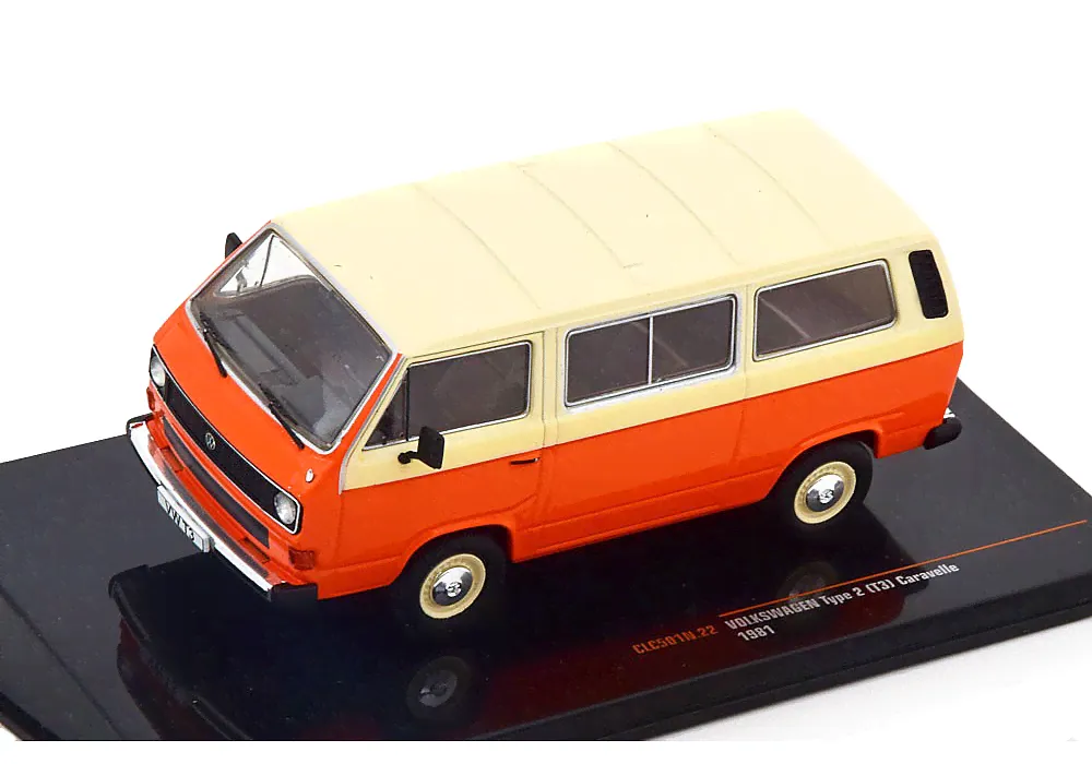 Масштабная модель 1:43 Volkswagen T3 Caravelle 1981 оранжевый с белым-0