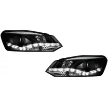 Тюнинг - комплект линзованных фар (devil eyes) черные Volkswagen Polo седан / хетчбек