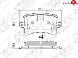 Колодки тормозные SAT (задние) Volkswagen Tiguan NF (2006-2011) дорестайлинг