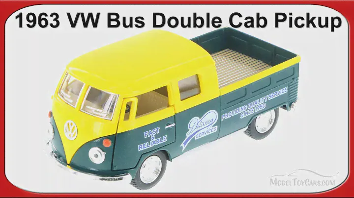 1963 Volkswagen Bus Double Cab Pick-Up, Yellow/Green - Kinsmart 1/34 Scale
