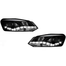 Тюнинг - комплект линзованных фар (devil eyes) черные Volkswagen Polo седан / хетчбек-0