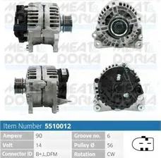 Генератор Meat & Doria для Volkswagen Transporter T5 2003-2015. Артикул 5510012