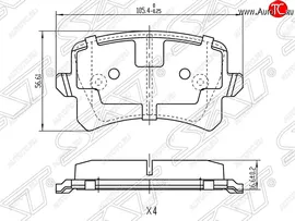 Колодки тормозные SAT (задние) Audi A6 C6 (2004-2008), Volkswagen Passat ( B6, B7) (2005-2015), Volkswagen Passat CC дорестайлинг (2008-2012), Volkswagen Tiguan NF (2006-2017)