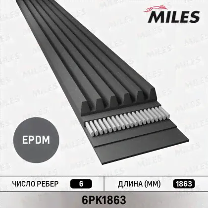 Приводной ремень поликлиновой Miles для Volkswagen Tiguan I 2007-2018. Артикул 6PK1698