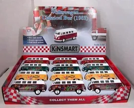 Автомобиль VOLKSWAGEN CLASSICAL BUS 1962 WITH PRINTING 1:32 12 шт. в дисплее KINSMART KT5060DF
