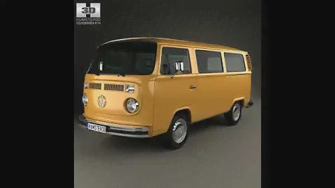 3D Model Volkswagen Transporter T2 Passenger Van 1972 at 3DExport.com
