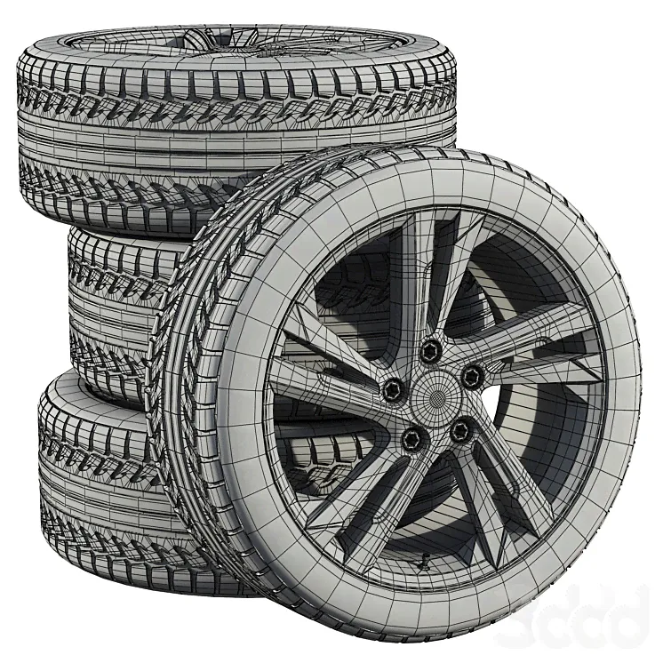 Колеса Volkswagen - Транспорт - 3D модель-4