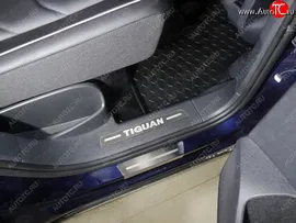 Пороги накладки задние ТСС Volkswagen Tiguan Mk2 (2016-2022) (нержавейка шлифованная, надпись Tiguan)