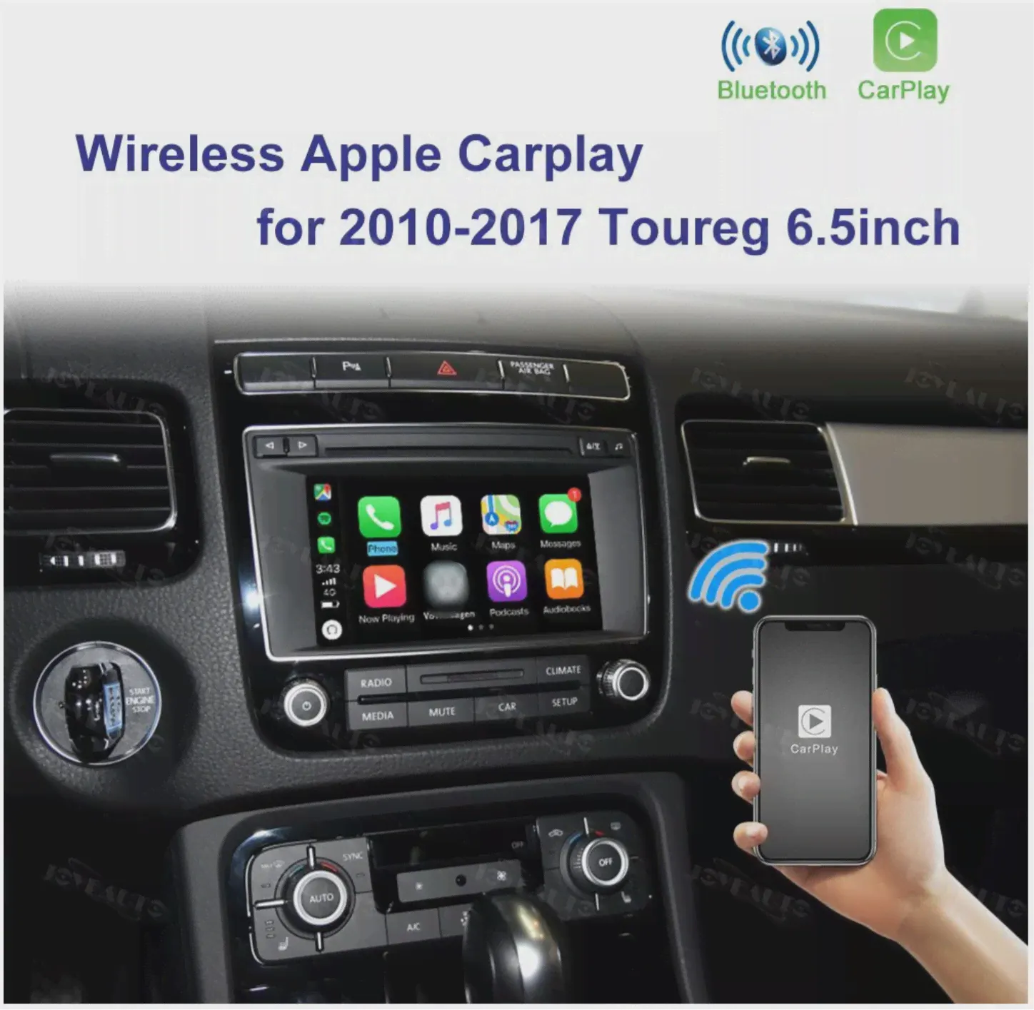 Apple CarPlay беспроводной, для Volkswagen Touareg 2010-2017, 6,57 дюймов, Android, оригинальное обновление автомобиля, неразрушающая установка (art.: 3920b409f5a60)-3