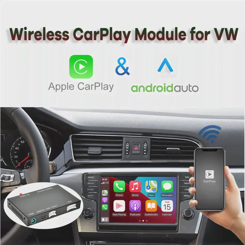 Беспроводной CarPlay Android Auto для Volkswagen VW Polo Golf Touareg Tiguan Teramont Passat 2017-2019 Модульная Коробка Видеоинтерфейс-0