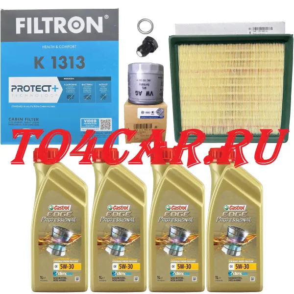КОМПЛЕКТ ТО1 VOLKSWAGEN POLO SEDAN V 1.6/110 / POLO SEDAN VI 1.6/110 CASTROL 5W30 OE-0