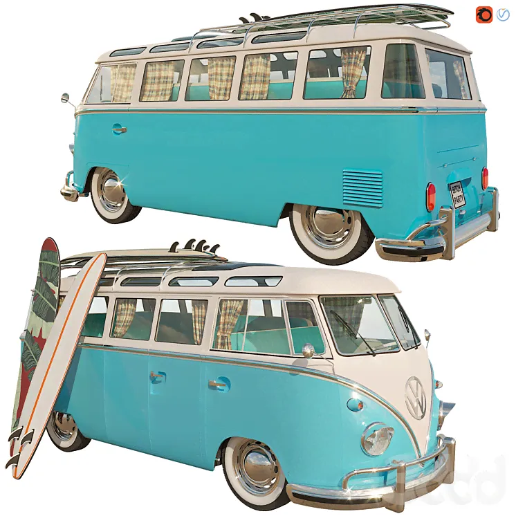 Volkswagen T1 - Транспорт - 3D модель-2