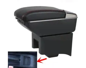 Подлокотник для Volkswagen Polo 2009-2018 c USB красная строчка-0