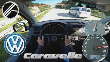VW T5 2.5 TDI Caravelle 174 PS Top Speed Drive On German Autobahn No Speed Limit POV