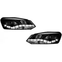 Тюнинг - комплект линзованных фар (devil eyes) черные Volkswagen Polo седан / хетчбек