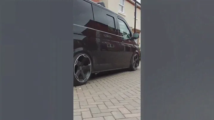 Vw t6 transporter modified lowered static oz wheels black on black Volkswagen